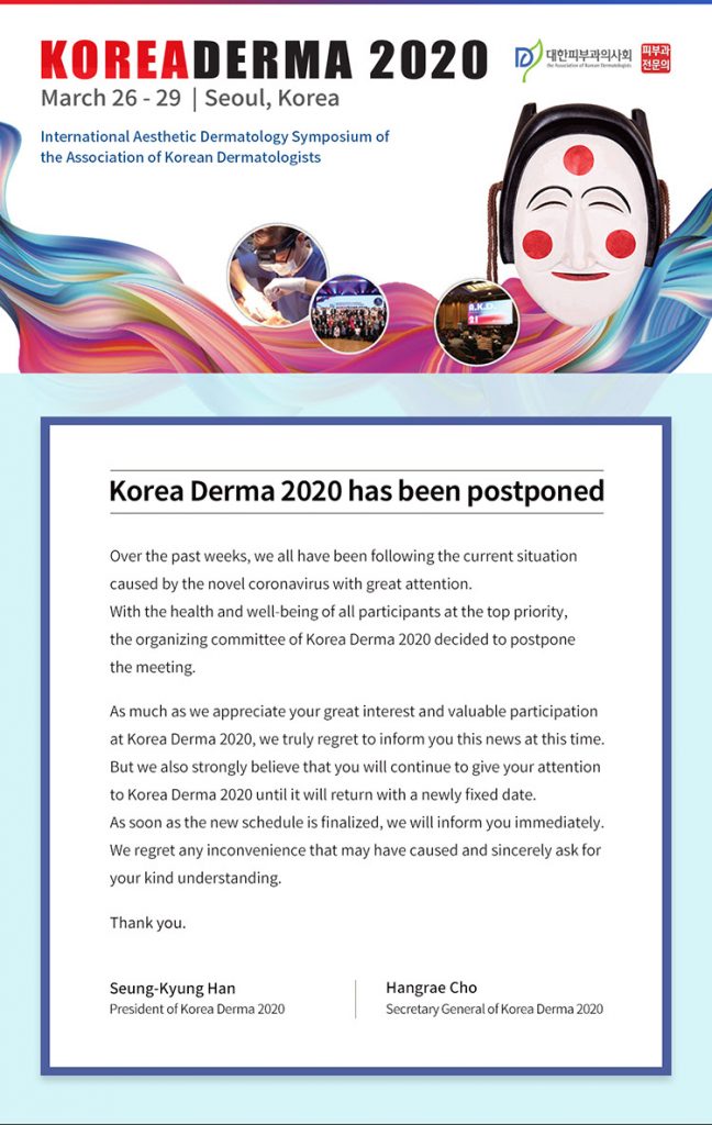 korea derma 2020 postponed